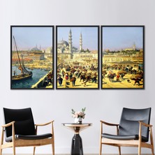 Kayra Export 3 Parçalı Siyah Çerçeveli Kanvas Tablo, Görüntüleme Hediye Kanvas, Manzara Kanvas Baskı,