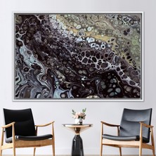 Kayra Export 1 Parça Beyaz Çerçeveli Kanvas Tablo, Siyah ve Bej Duvar Sanatı, Yağlı Boya Baskısı,