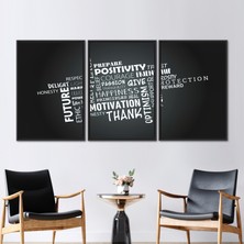 Kayra Export 3 Parçalı Siyah Çerçeveli Kanvas Tablo, Pozitiflik, Motivasyon Duvar Süsü,