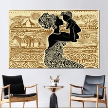 Kayra Export 1 Parça Kanvas Tablo, Afrikalı Kadın Duvar Süsü, Etnik Desenler Baskılı, Zebra Kanvas Baskı,