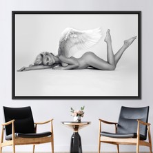 Kayra Export 1 Parça Siyah Çerçeveli Kanvas Tablo, Şehvetli Kadın Fotoğraf Sanat Eseri,  Duvar Süsü,