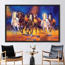 Kayra Export 1 Parça Siyah Çerçeveli Kanvas Tablo Soyut Hediye Kanvas Daha Hızlı At Kanvas