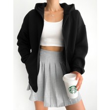 Bejna Kadın Oversize Fermuarlı Sweatshirt Hırka