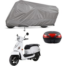 Teksin Sym Fiddle 3 125 Arka Çanta Uyumlu Motosiklet Brandası Motor Brandası (A+ Kalite)