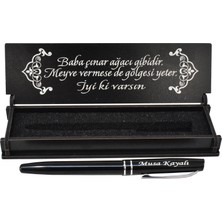 Sanat Hediyelik Babalara Özel Metal Roller Kalem Isimli + Ahşap Kutu Seti / Babalar Günü