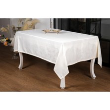 Finezza Çınar Lüx Jakar Bambu Kumaş Krem Masa Örtüsü 160X220 cm  - 1240