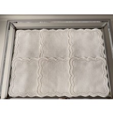 Lilies Atelier Romantik Desen Benekli Beyaz 6 Adet Nakışlı Kokteyl Sunum Peçetesi Luxury