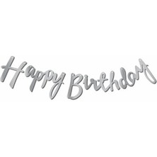 Çıtı Pıtı Store Gümüş Happy Birthday Kaligrafi Banner