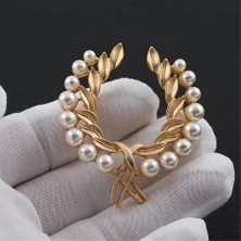Cosita Gold Vintage Zeytin Dalı İnci Broş