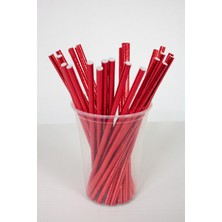 Gizpak Kağıt Pipet Metalize Kırmızı 25"li