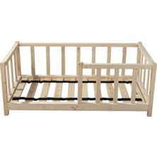 Fulya Ahşap Unisex Montessori Bebek ve Çocuk Karyolası Doğal Ahşap Yatak