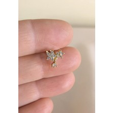 Bylin Cerrahi Çelik Barlı Damla Charmlı Ikili Çiçek Piercing - 1 Adet