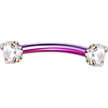Bylin Cerrahi Çelik Zirkon Taşlı Rook Piercing , Kaş Piercing, Muz Piercing - 8mm - 1 Adet