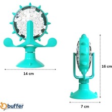 Buffer Buffer® Vantuzlu Zilli Interaktif Dönebilen Mama Kaplı Renkli Eğlenceli Eğitici Kedi Oyuncağı