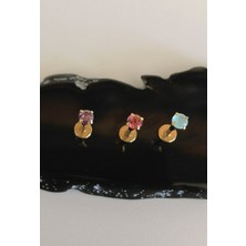 Bylin Cerrahi Çelik Renkli Taşlı Labret Piercing Set - 3 Adet Piercing