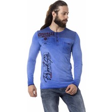 Cipo & Baxx CL527 Düğmeli Basic Mavi Sweatshirt