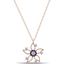 Parmas Design Nazar Detaylı Lotus Çiçeği 925 Ayar Gümüş Kadın Rose Kolye