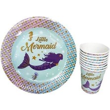 Çıtı Pıtı Store Deniz Kızı Temalı 8 Li Karton Tabak Bardak Set