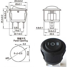 Roba Yuvarlak 3 Pin Anahtar Rocker Switch Mini Buton Siyah 3 Durumlu