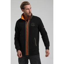New World Polo Dik Yaka Siyah Slim Fit Fermuarlı Sweatshirt 22FWM64038