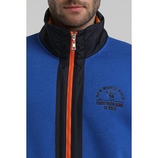 New World Polo Dik Yaka Saks Slim Fit Fermuarlı Sweatshirt 22FWM64038