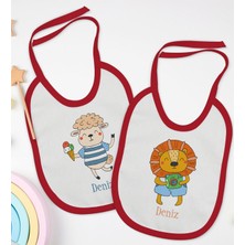 Bk Kids Kişiye Özel Isimli 2’li Kırmızı Mama Önlüğü-9