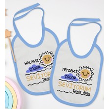 Bk Kids Kişiye Özel Hala ve Teyze Tasarımlı 2’li Mavi Mama Önlüğü-1