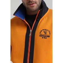 New World Polo Dik Yaka Turuncu Slim Fit Fermuarlı Sweatshirt 22FWM64038
