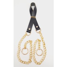 Angel Çanta Aksesuar Tek Kat  Deri 2 cm Siyah Light Gold Zincirli Çanta Sapı
