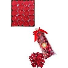 Pazariz 20 Kalpli Tealight Mum + 300 Kuru Gül Yaprağı Romantik Süs