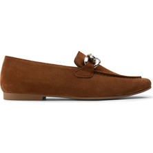 Deery Hakiki Süet Taba Rengi Tokalı Kadın Babet