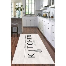 Viyana Home Dijital Baskılı Kaymaz Taban Yıkanabilir Kitchen Yazılı Modern Mutfak Halısı VHM-SD-520