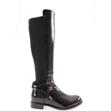 DGN 505-22K Kadin Arkasi Strech Yani Fermuarli Knee High Flats Çizme
