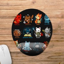 Pixxa Kedi Sınıfları Dnd Frp Rpg Role Playing Bilek Destekli Mousepad Model - 1 Oval