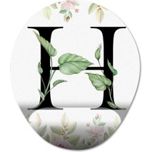 Pixxa H Harfi - Çiçekli Harf Bilek Destekli Mousepad Model - 1 Oval