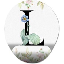 Pixxa L Harfi - Çiçekli Harf Bilek Destekli Mousepad Model - 1 Oval