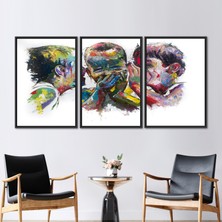 Kayra Export 3 Parçalı Siyah Çerçeveli Kanvas Tablo Modern Sanat Eseri Soyut Kanvas Lüks Duvar Dekoru