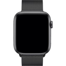 Bagies Apple Watch Seri 7 41 mm Uyumlu Çelik Örgü Milano Loop Mıknatıslı Kordon - Siyah