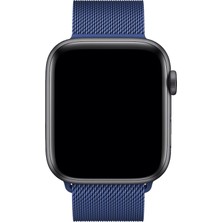 Bagies Apple Watch Seri 7 41 mm Uyumlu Çelik Örgü Milano Loop Mıknatıslı Kordon - Lacivert