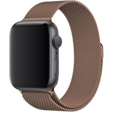 Bagies Apple Watch Seri 7 41 mm Uyumlu Çelik Örgü Milano Loop Mıknatıslı Kordon - Kahverengi