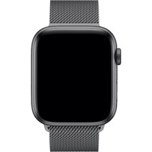 Bagies Apple Watch Seri 7 45 mm Uyumlu Çelik Örgü Milano Loop Mıknatıslı Kordon - Uzay Gri