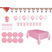 Çıtı Pıtı Store Pembe Doğum Günü Tabak Bardak Seti 8 Kişilik