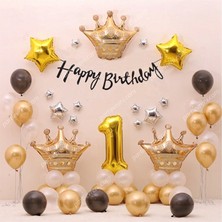 Çıtı Pıtı Store Yaş Seçenekli Gold Siyah Temalı Doğum Günü Balon Seti