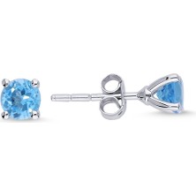 Begonia Accessories 925 Ayar Gümüş Zirkon Tek Taş 1 Çift Küpe
