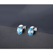 Begonia Accessories 925 Ayar Gümüş Zirkon Tek Taş 1 Çift Küpe