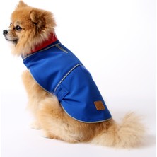 Max Design Soft Shell Bel Bantlı Mavi Pet Yağmurluk Köpek Kedi Kıyafeti