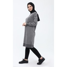 İlmek Kadın Çizgili Uzun Triko Tesettür Tunik 4355