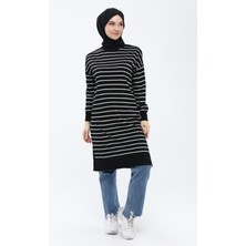 İlmek Kadın Çizgili Uzun Triko Tesettür Tunik 4355