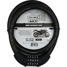 Yuma Kilit Yuma Motorsiklet Kilidi 5 Şifreli Siyah ( Boy : 120CM-ÇAP : 20MM )