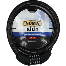 Yuma Kilit Yuma Motorsiklet Kilidi 5 Şifreli Siyah ( Boy : 120CM-ÇAP : 20MM )